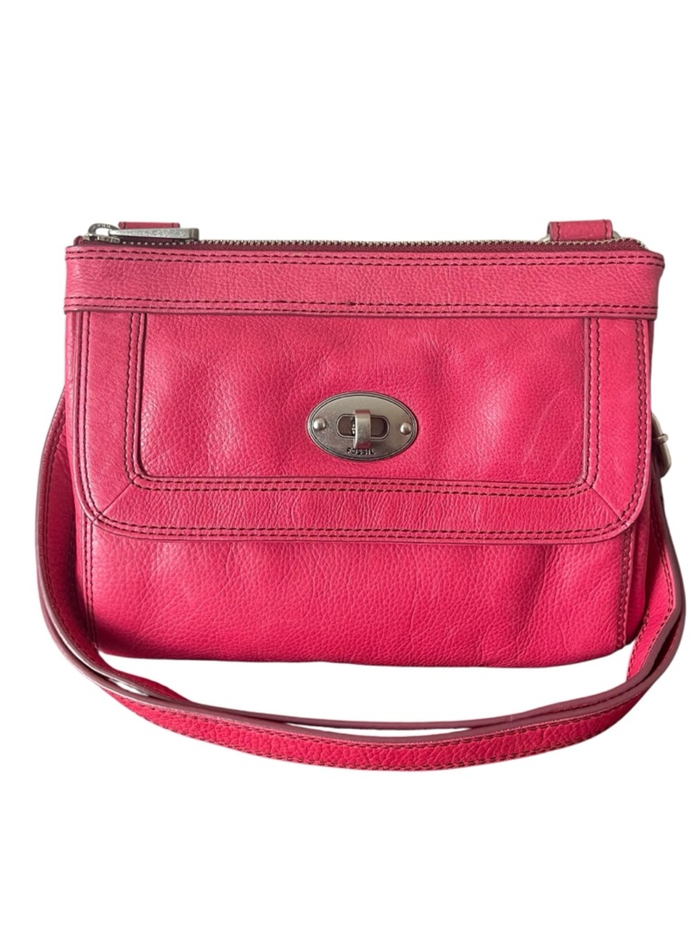 Fossil Marlow Pink Leather Crossbody Bag
